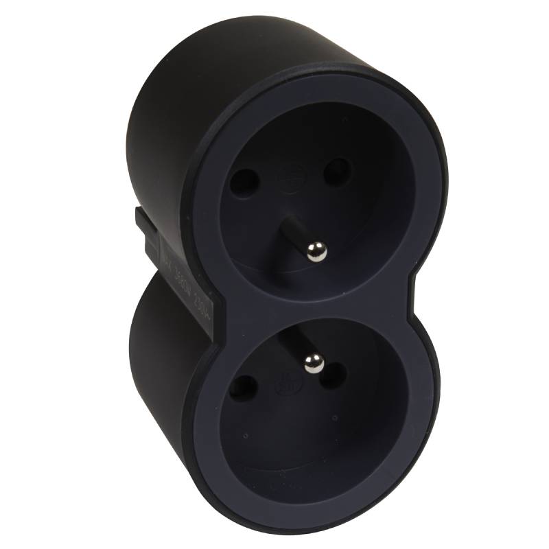 Fiche multiprises LEGRAND Biplite 2x2P+T frontales 3680W - Noir
