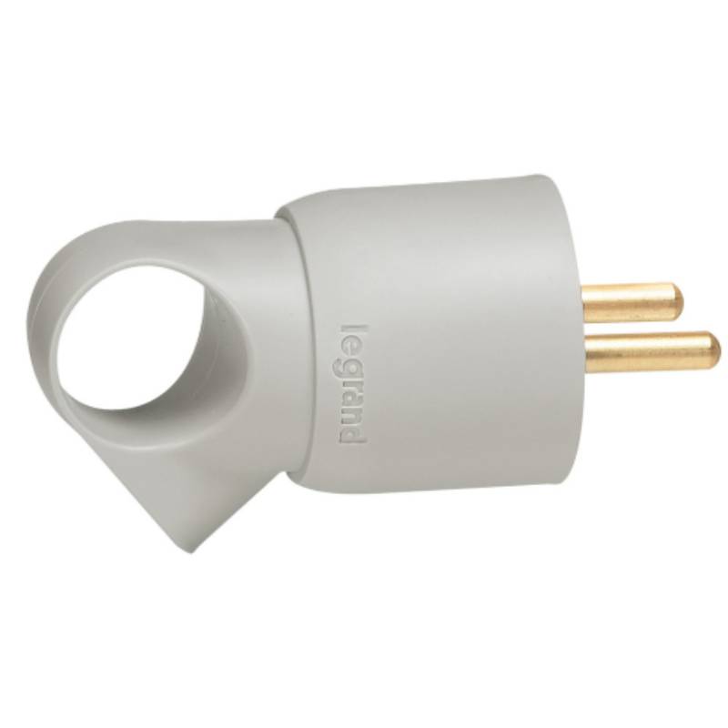 Fiche plastique LEGRAND mâle 2P+T avec anneau - Gris