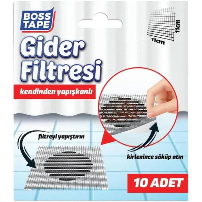 Filtre de Canalisation BOSS TAPE Autoadhésif 10 Pièces 110 x 110 mm