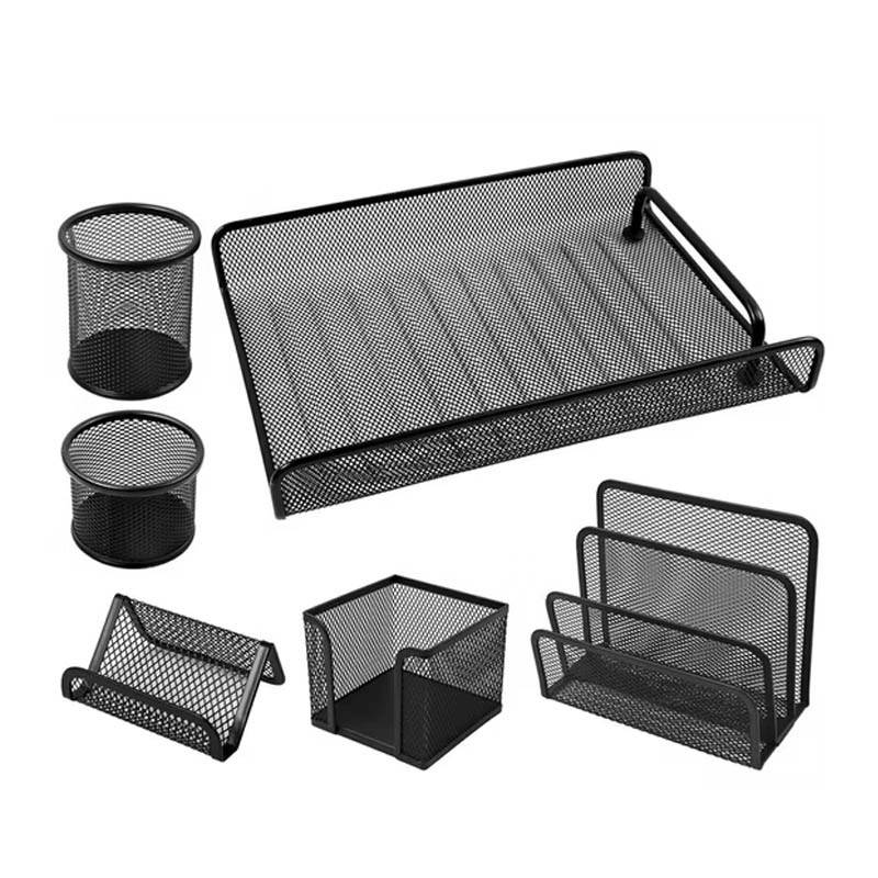 Garniture de Bureau 6 Pièces en Métal - Noir