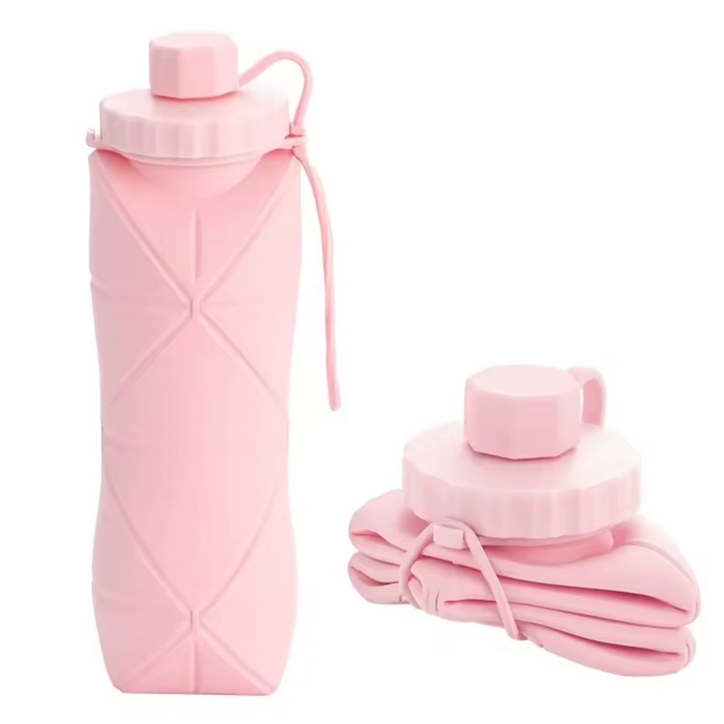 Gourde Pliable en Silicone 600 ml - Rose