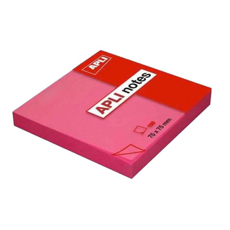 Notes Autocollantes APLI 100 Feuilles 75x75mm - Rose brillant