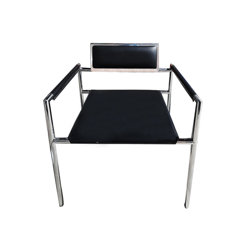 Chaise Visiteur Avec Dossier & Assise Rembourrées En Simili Cuir - Noir