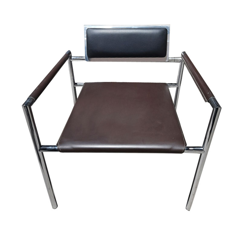 Chaise Visiteur Avec Dossier & Assise Rembourrées En Simili Cuir - Marron