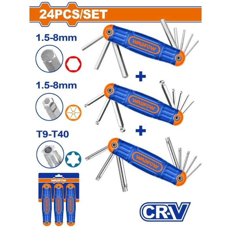 Jeu DE 24 Clés WADFOW Male Bille Torx - WHK4203
