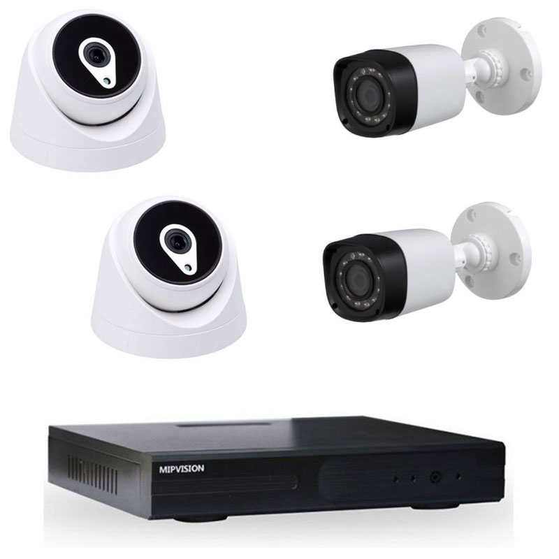 kit De Surveillance MIPVISION XDVR + 2 Cameras Externes + 2 Cameras Internes 2MP