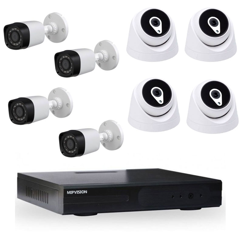 Kit de Surveillance MIPVISION XDVR + 4 Caméras Externes + 4 Caméras Internes 2MP