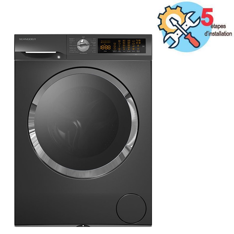 Lave linge Frontal Inverter SCHNEIDER SCLL11400XPS 11Kg - Silver