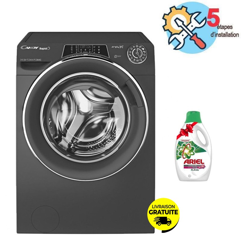 Lave-linge Séchant Inverter CANDY Rapido Pro 12kg - Silver