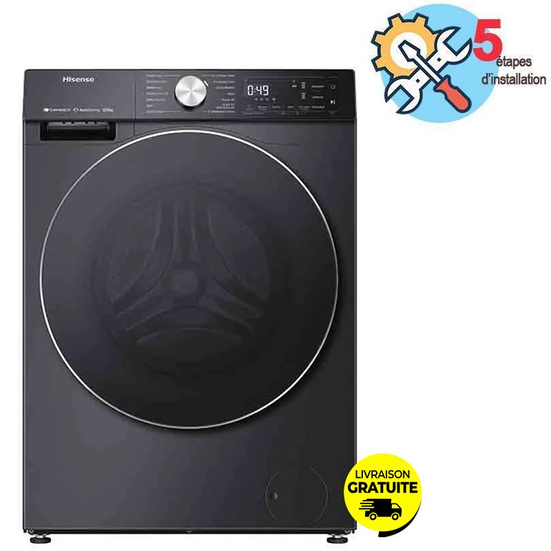 Lave-linge Séchant Inverter HISENSE WDSE1214VJMWB 12kg - Inox