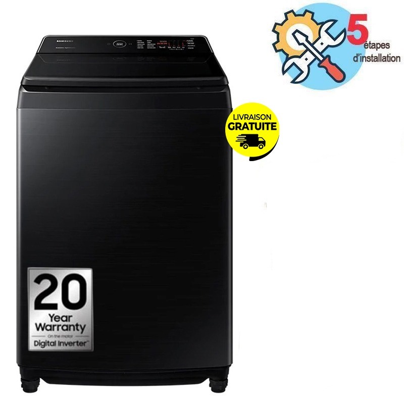 Lave Linge Top SAMSUNG WA80F19S8B 19Kg - Noir