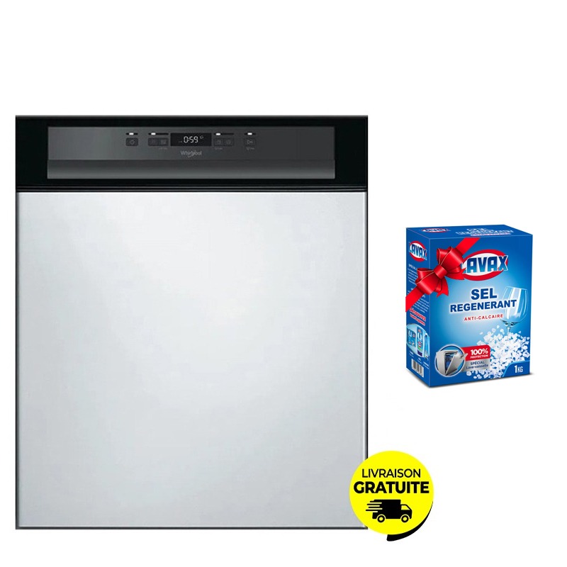 Lave Vaisselle Semi-Encastrable WHIRLPOOL WBC3C26B 14 Couverts + Sel Régénérant LAVAX