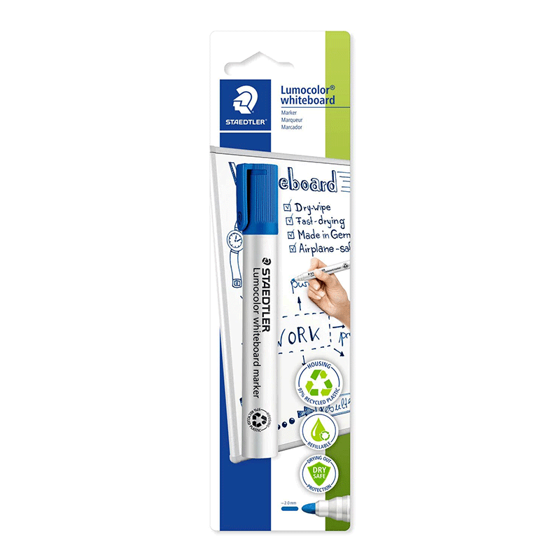 Marqueur STAEDTLER LUMCOLOR pour Tableau blanc, pointe ogive, bleu