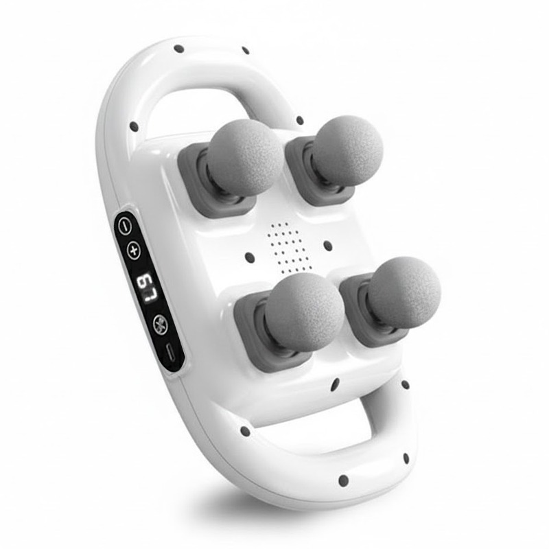 Massage Gun Multifonction à 4 Têtes - Blanc