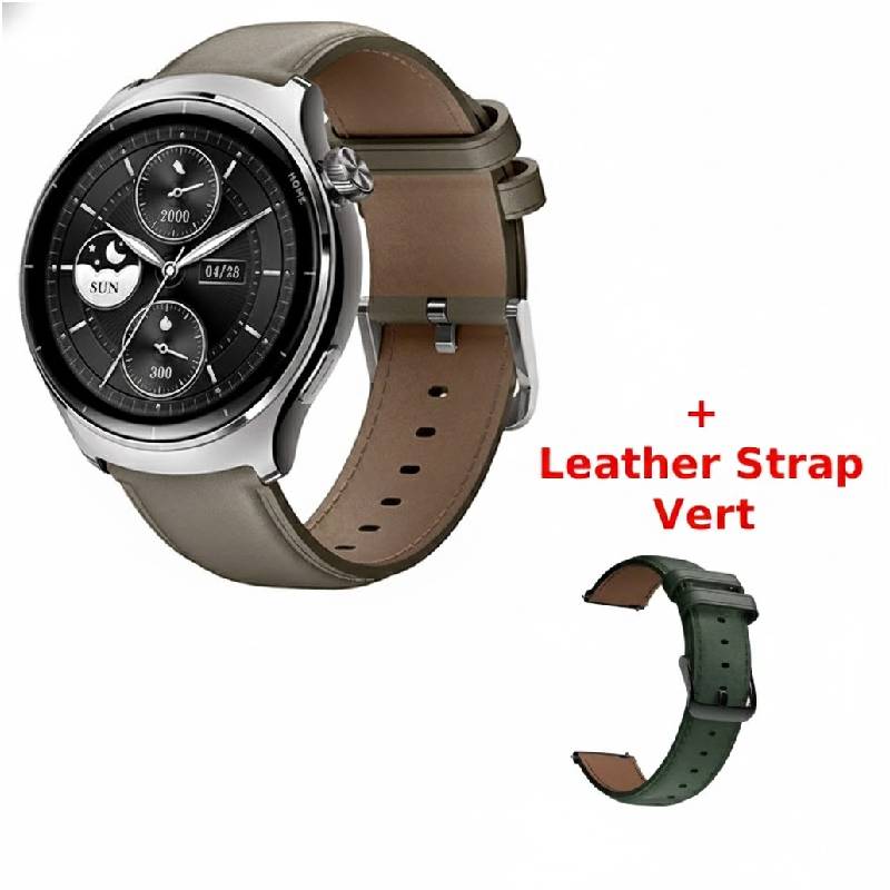 Montre Connectée MIBRO Lite 3 Pro + Black Leather Strap - Gris Kaki