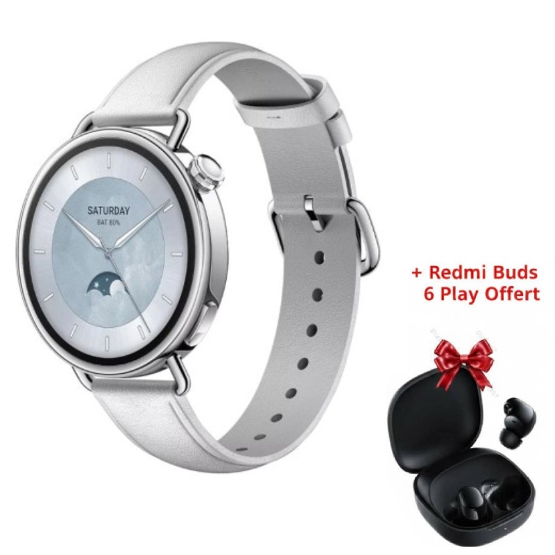 Montre Connectée XIAOMI Watch S4 41mm Avec Redmi Buds 6 Play - Blanc