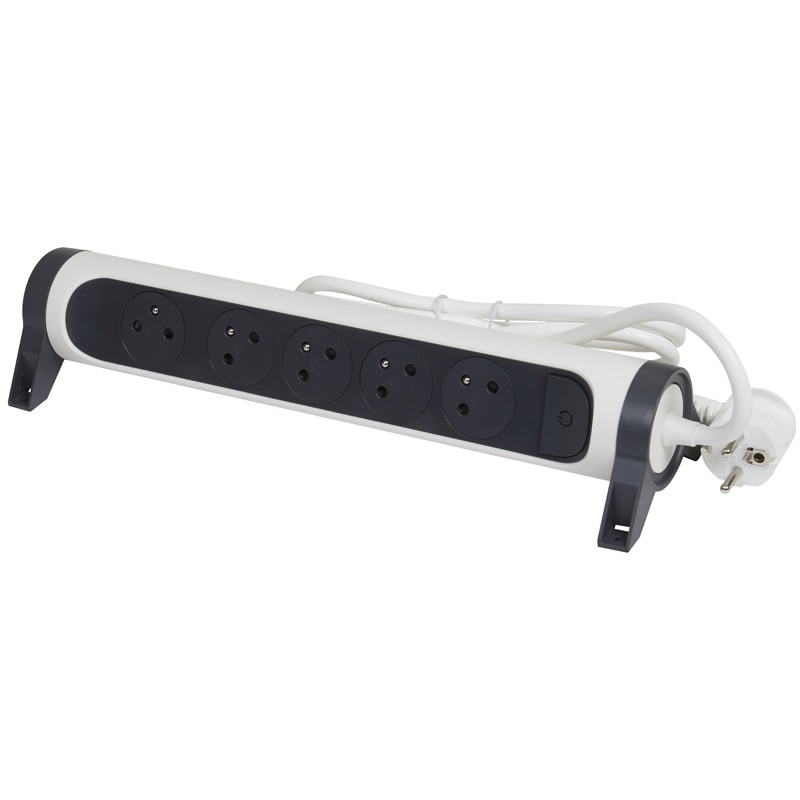 Multiprises LEGRAND 5 Ports 1.5M - Blanc et Gris