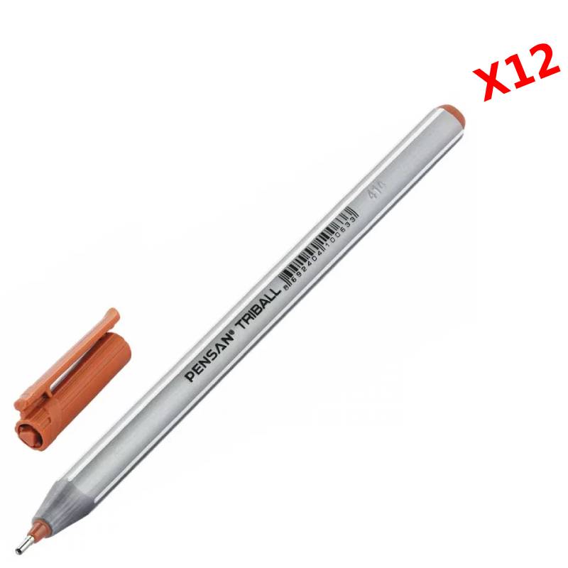 Pack 12 Stylos à Bille PENSAN Triball - Marron