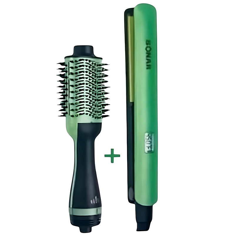 Pack Brosse Soufflante & Lisseur SONAR 3D SN-001 - Vert