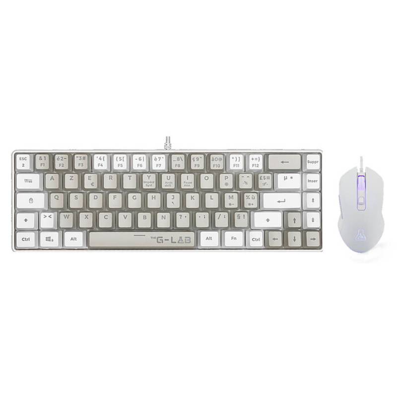 Pack Clavier Souris G-Lab Combo HYDROGEN 2 en 1 - Gris et Blanc