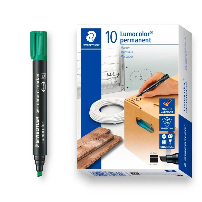 pack de 10 Marqueur Permanent STAEDTLER LUMOCOLOR 350 - Vert