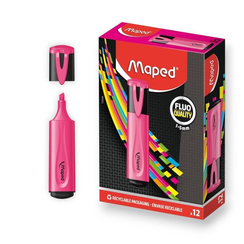 Pack de 12 Marqueurs Fluorescent MAPED fluo - Rose
