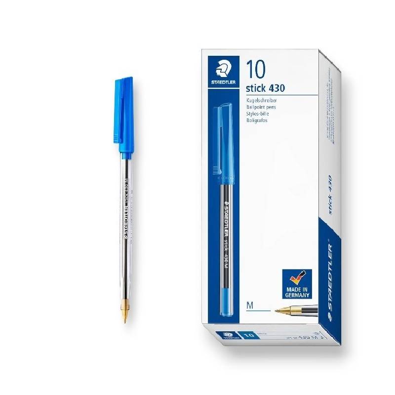 Pack de 10 Stylos à Bille STAEDTLER Stick 430 - Bleu