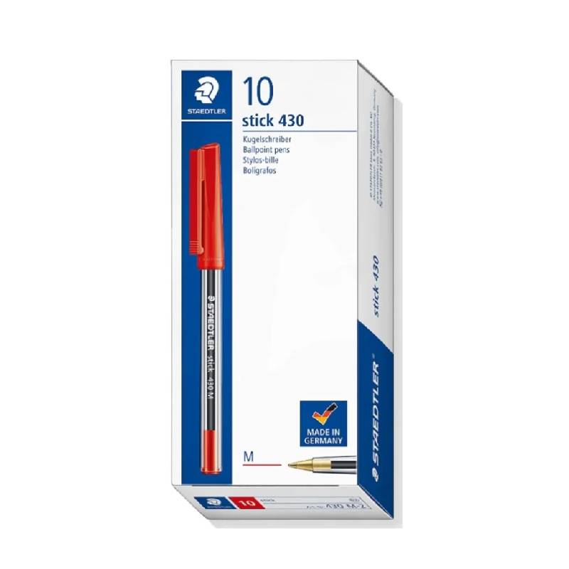 Pack de 10 Stylos à Bille STAEDTLER Stick 430 - Rouge