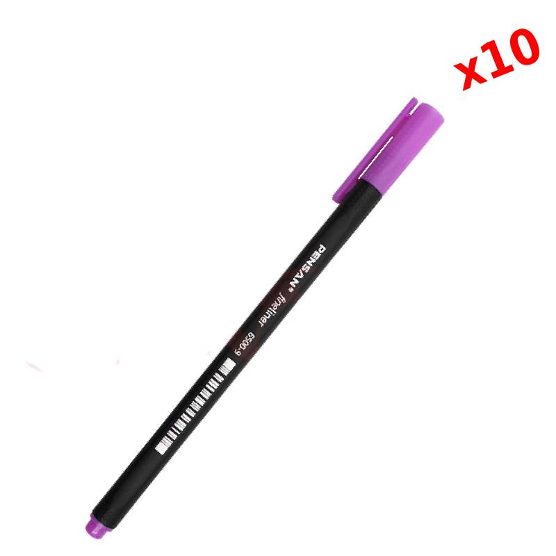 Pack de 10 Stylos Feutre PENSAN TRIPLUS Fine Liner - Violet