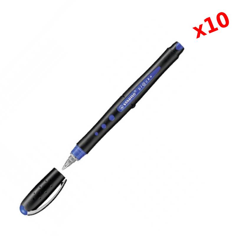 Pack de 10 Stylos Roller STABILO black Fine 0.5 mm - Bleu