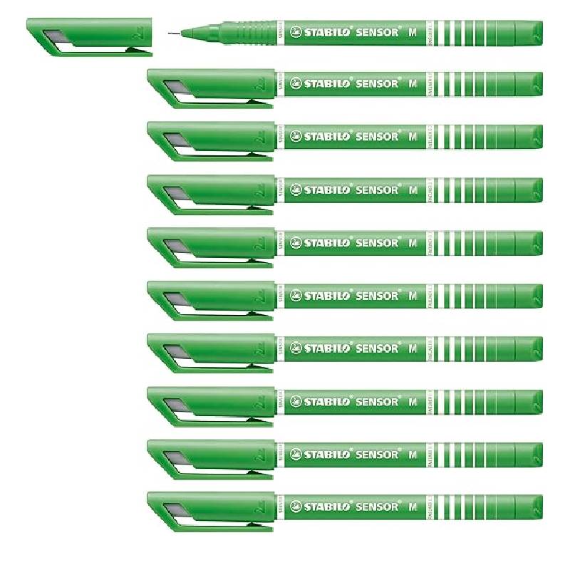 Pack de 10 Stylos STABILO Sensor Relaunch 0.3 mm - Vert