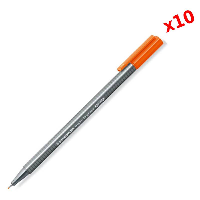 Pack de 10 Stylos STAEDTLER Triplus fin-liner - Orange