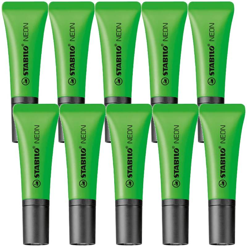 Pack de 10 Surligneurs anti-dessèchement STABILO Neon 5 mm - Vert