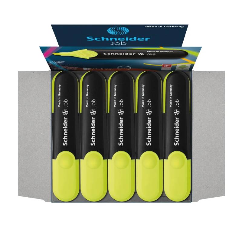 Pack de 10 Surligneurs Schneider Job-150 Pointe Biseautée - Jaune
