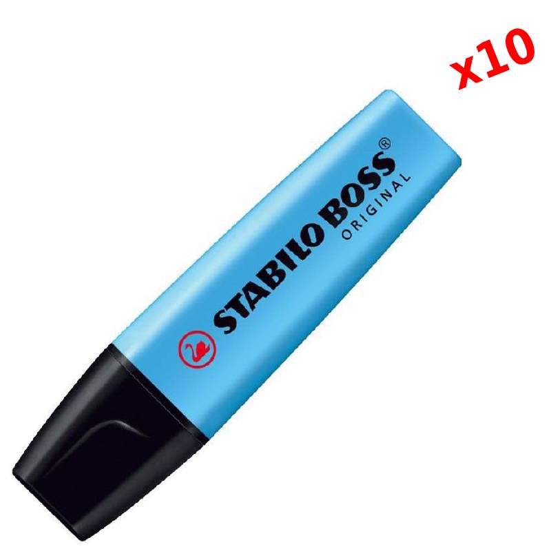 Pack de 10 Surligneurs STABILO BOSS Original - Bleu