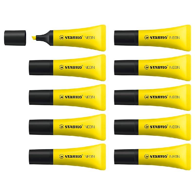 Pack de 10 Surligneurs STABILO Neon 5 mm - Jaune