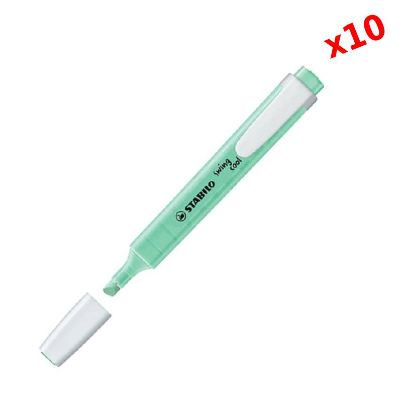 Pack de 10 Surligneurs STABILO Swing Cool Pastel - Menthe
