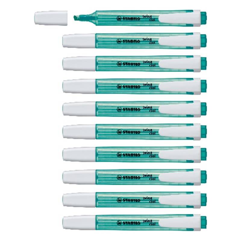 Pack de 10 Surligneurs STABILO Swing Cool - Turquoise