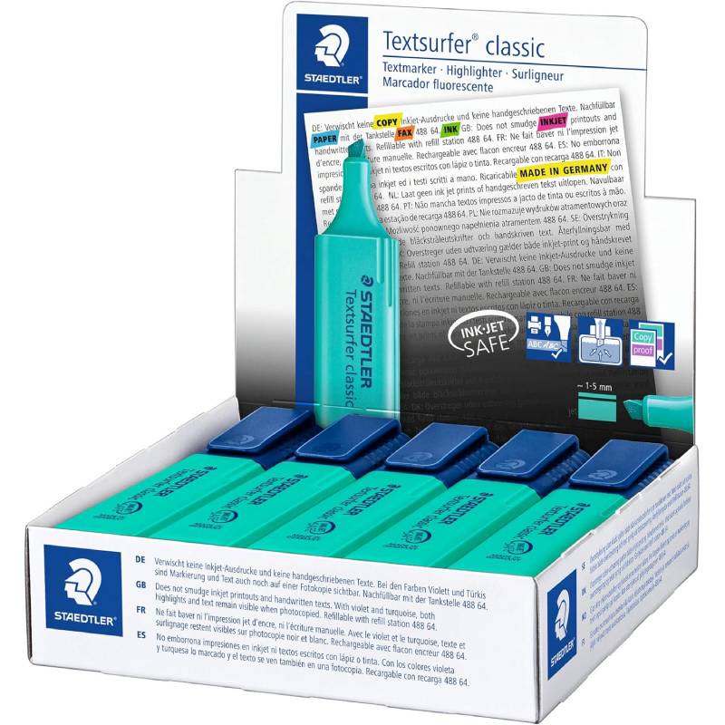 Pack de 10 Surligneurs STAEDTLER TEXTSURFER Classic - Turquoise