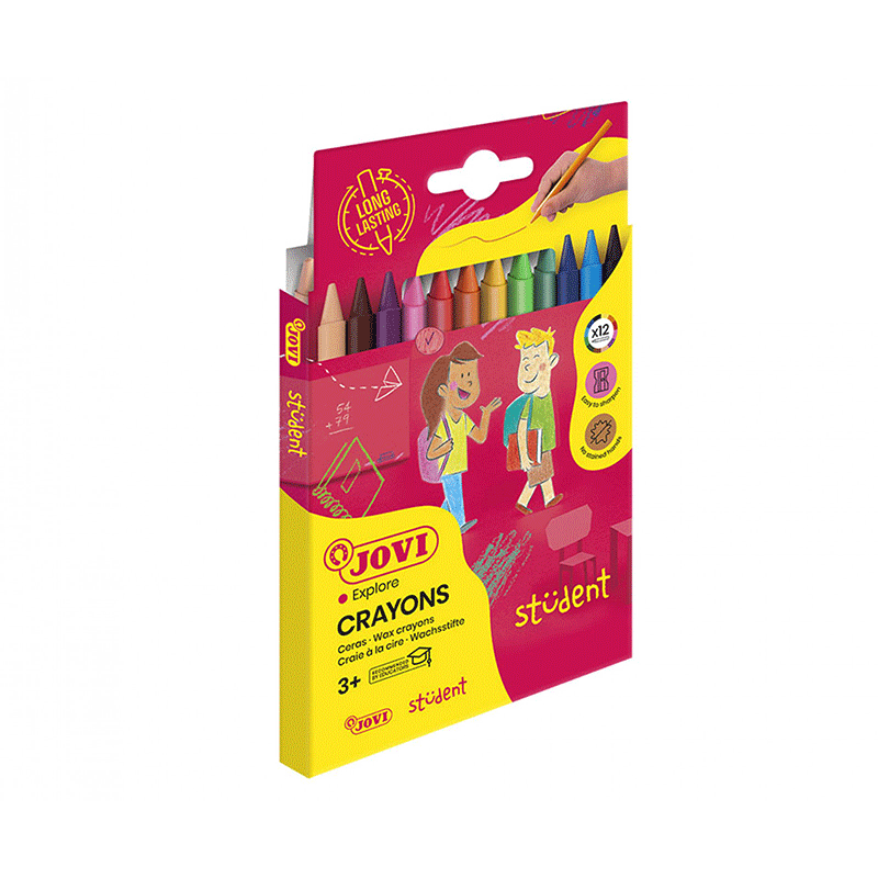 Pack de 12 Crayons de Cire JOVI STUDENT Etui plastiques 913