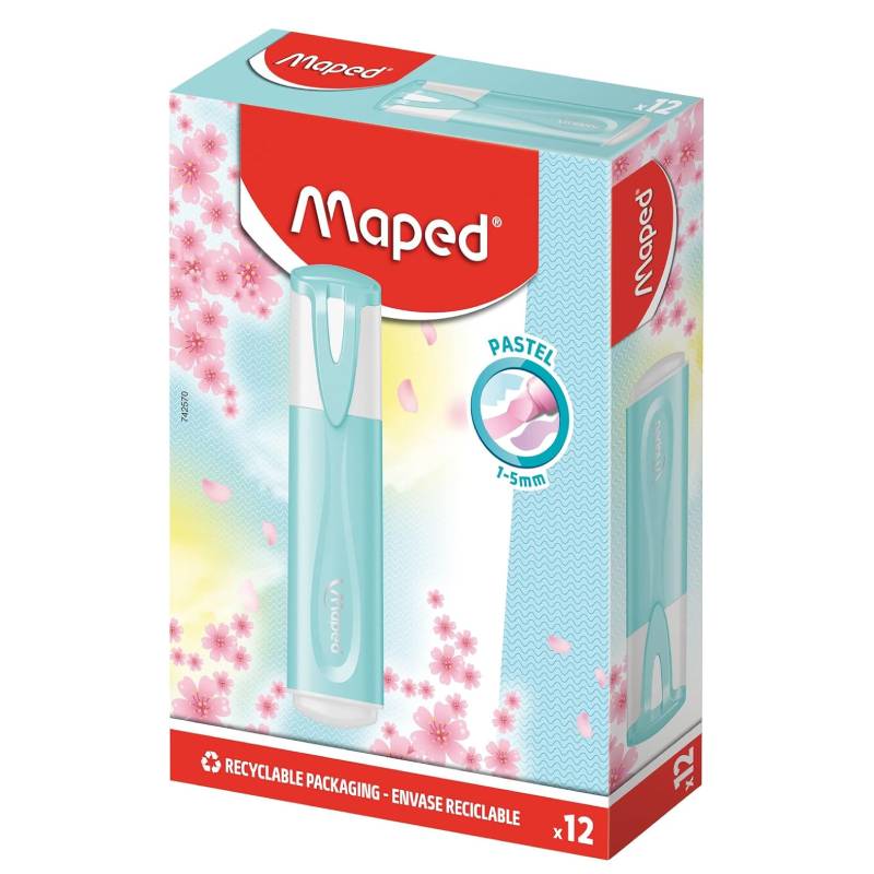 Pack de 12 Marqueurs MAPED fluo pastel - Bleu