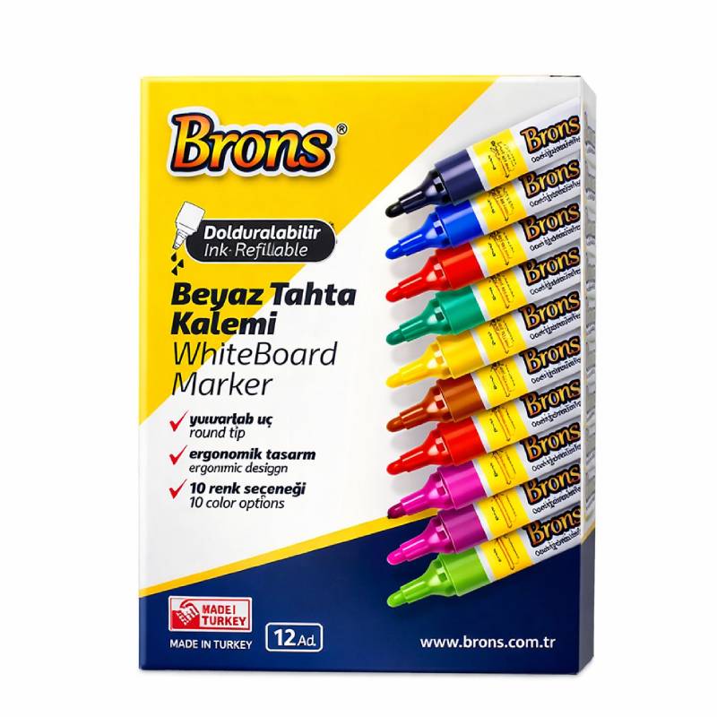 Pack de 12 Marqueurs Tableau BRONS Couleur Rouge