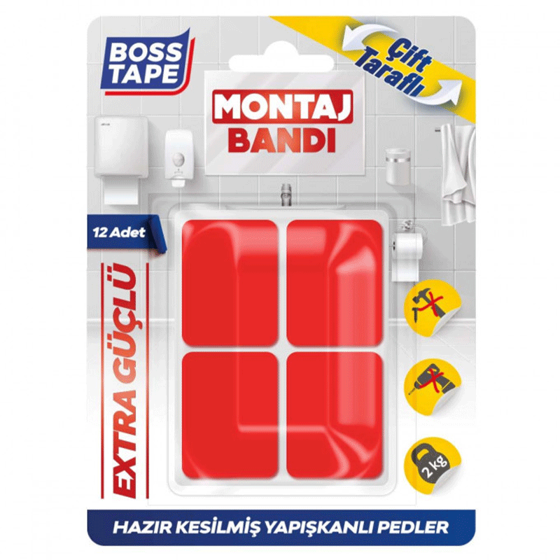 Pack de 12 Rubans de montage BOSS TAPE double face en acrylique 25x30mm