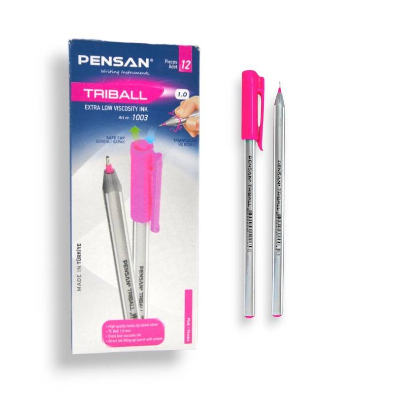 Pack de 12 Stylos à Bille PENSAN Triball - Rose