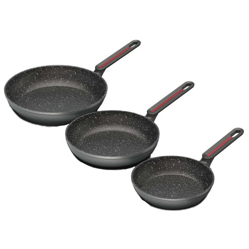 Pack De 3 Poêles TECHWOOD 18cm,22cm&26cm - Noir