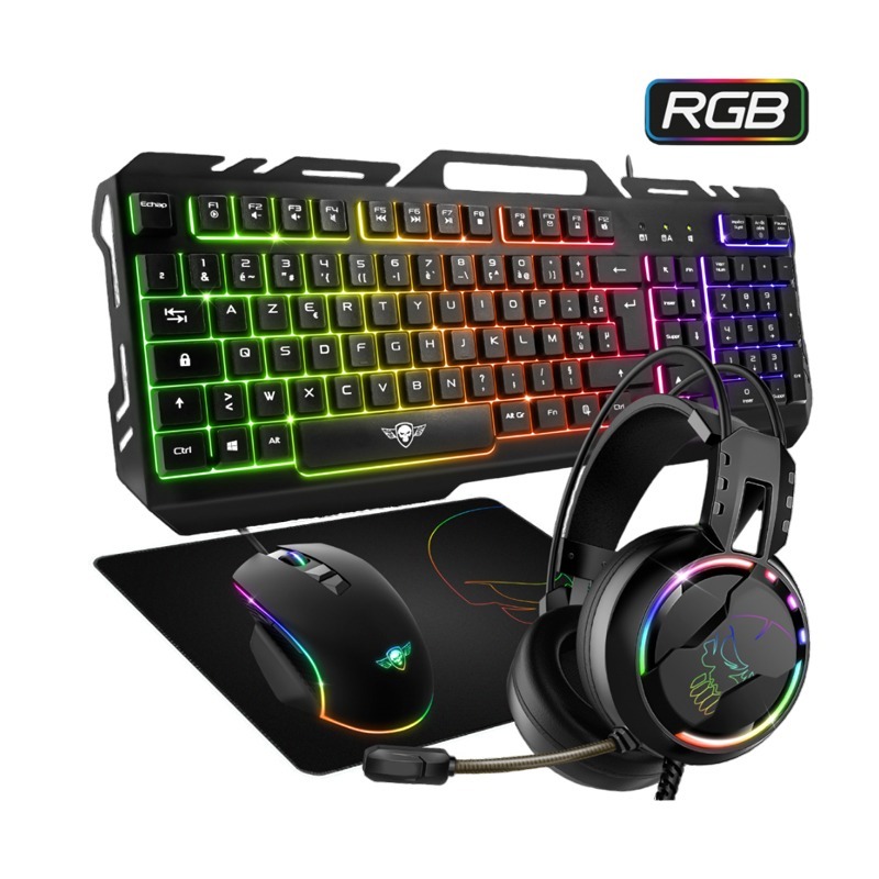 PACK Gaming 4 en 1 SPIRIT OF GAMER PRO-MKH5 RGB - Noir