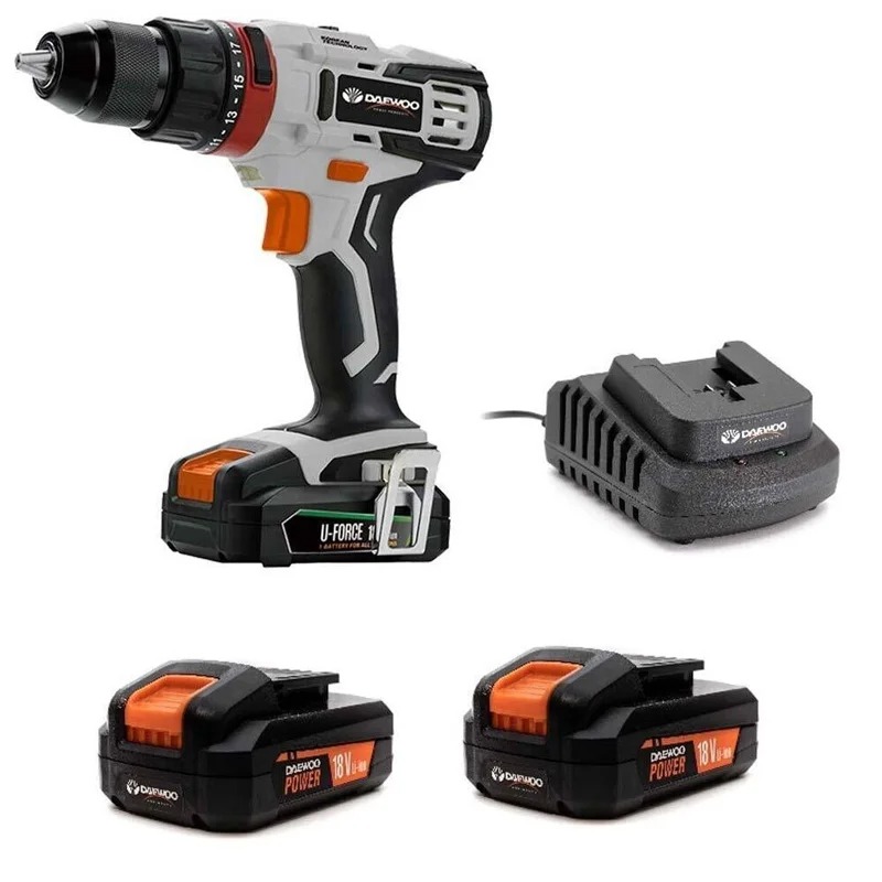 Pack Perceuse Visseuse à Percussion DAEWOO Sans Fil  - Noir&Gris