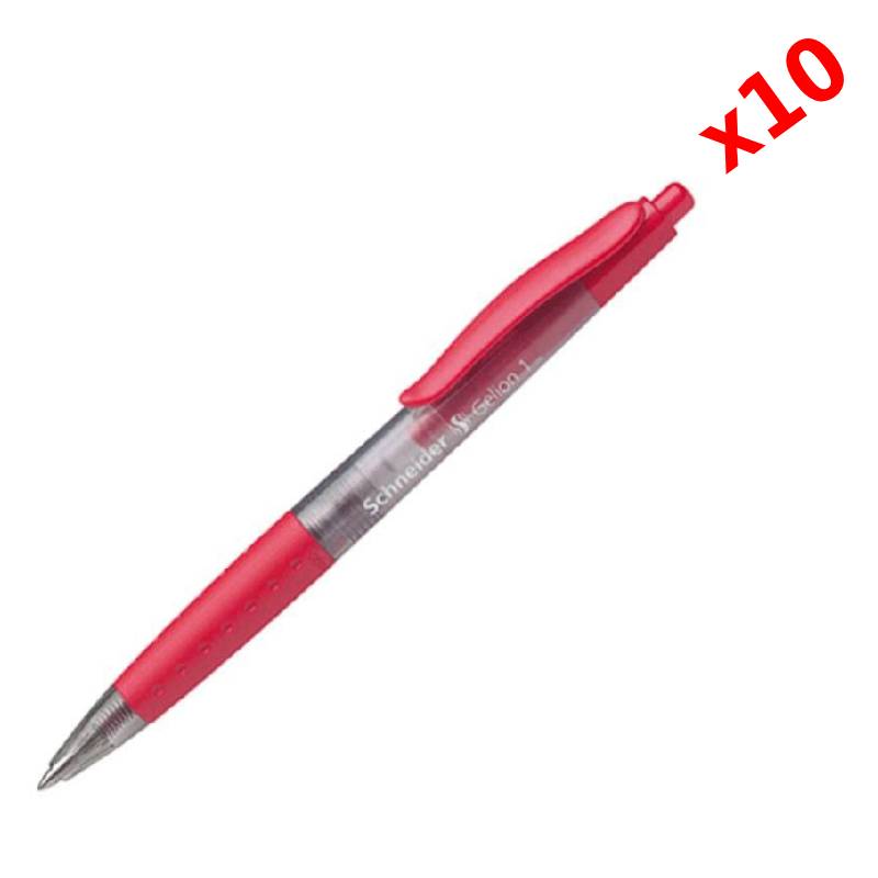 Pack de 10 Stylos à Bille SCHNIEDER Gelion 1 - Rouge