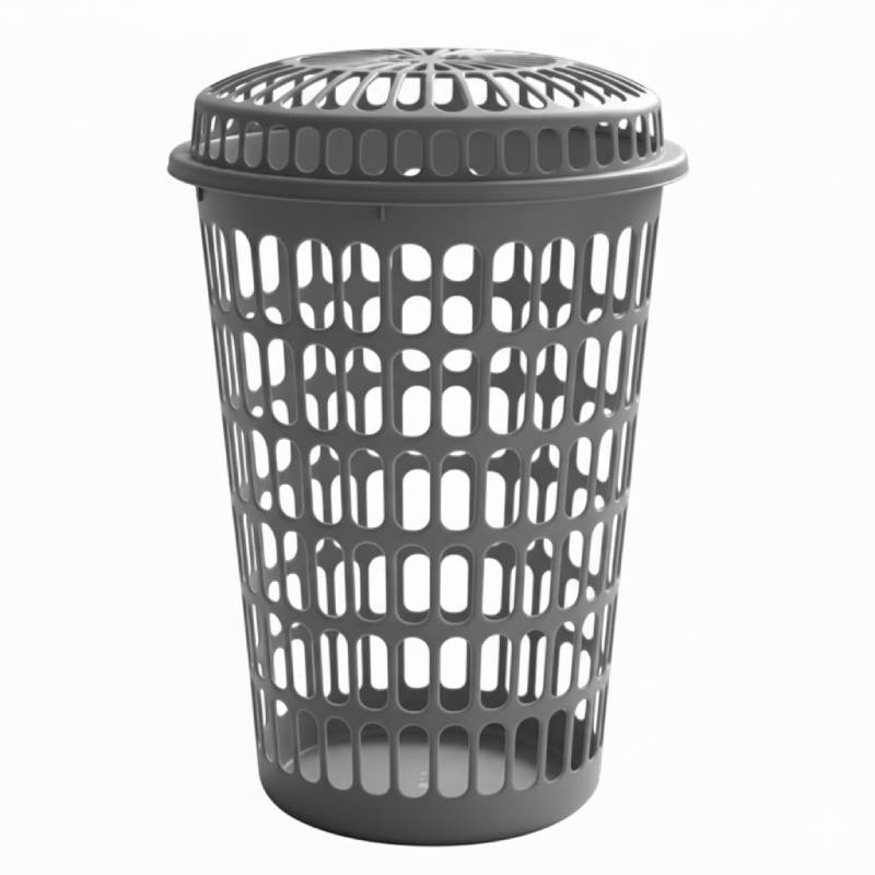 Panier à Linge Plastique Avec Couvercle - Gris
