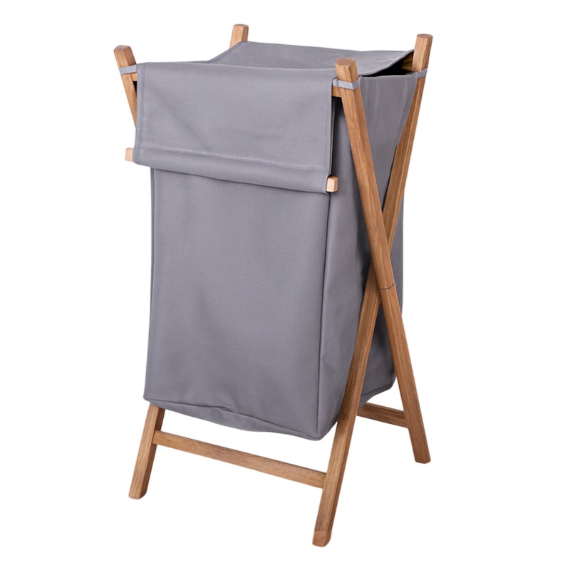 Panier à Linge Pliable en Bois Grand Modèle - Gris